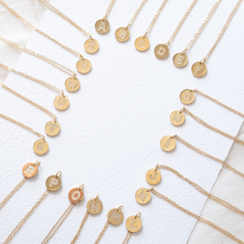 TINY ROUND INITIAL ZIRCON NECKLACE 